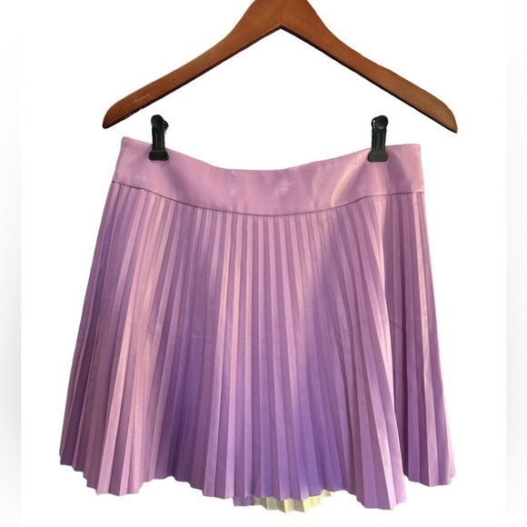 Zara faux leather pleated mini skirt lilac size L - Picture 3 of 5